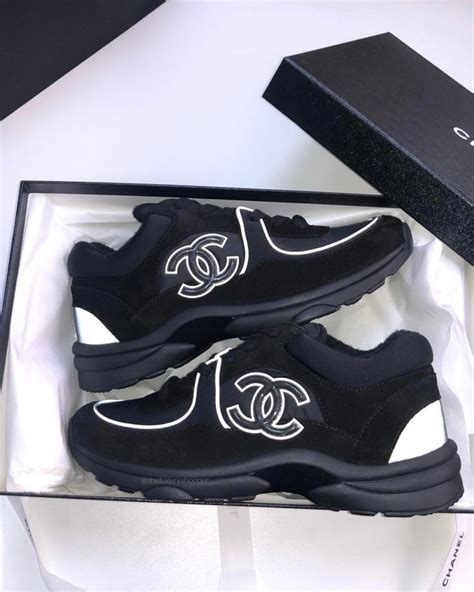 black chanel sneakers 2017|chanel black sneakers reflective.